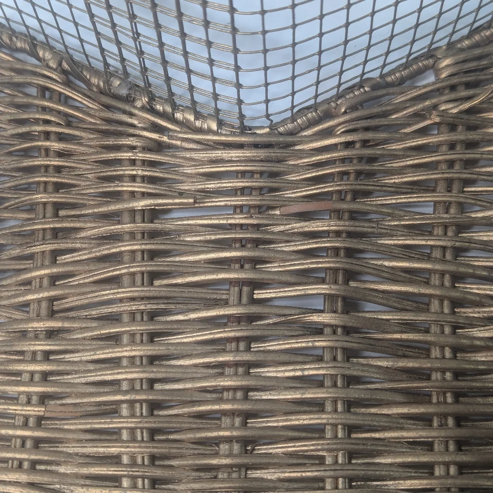 Vintage Star Shaped Basket Wicker and Wire Metallic Gold with Lid